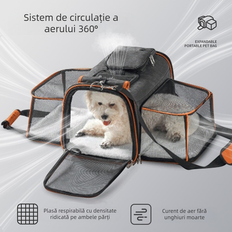 Geantă pentru pisici, rucsac portabil pentru pisici, pliabil, extensibil, cuib pentru animale de companie, respirabil, pătrat, extensibil, pentru câini