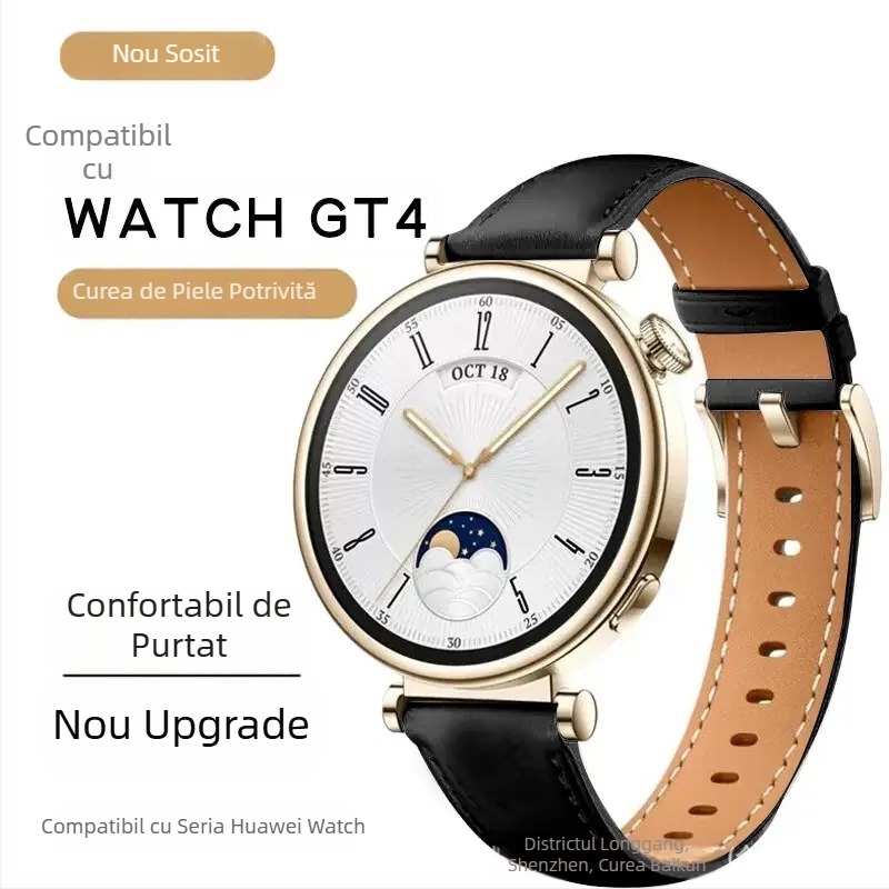 Potrivit pentru curea de ceas Huawei Gt4/Gt5, model de ceas Gt6 pentru femei, piele naturală pentru bărbați, originală, 41 mm/46 mm