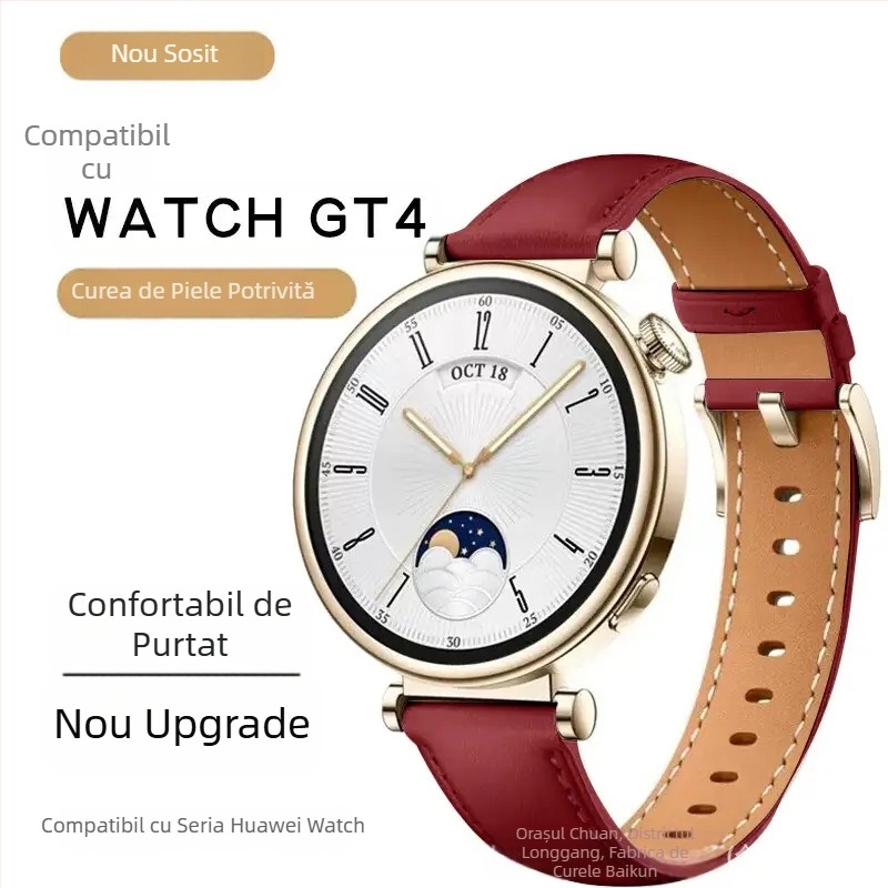 Potrivit pentru curea de ceas Huawei Gt4/Gt5, model de ceas Gt6 pentru femei, piele naturală pentru bărbați, originală, 41 mm/46 mm