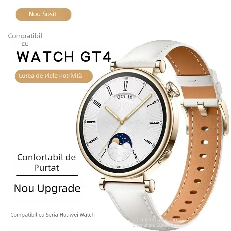 Potrivit pentru curea de ceas Huawei Gt4/Gt5, model de ceas Gt6 pentru femei, piele naturală pentru bărbați, originală, 41 mm/46 mm