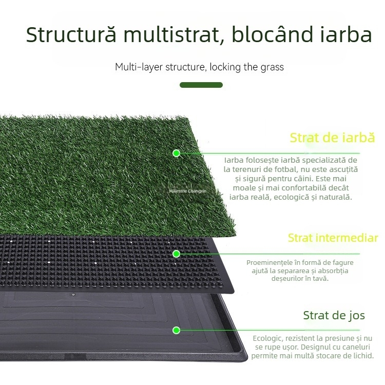 Toaletă granulară transfrontalieră pentru câini, pentru gazon mare, mediu și mic, cu trei straturi, pentru dresaj cu punct fix, toaletă falsă pentru gazon