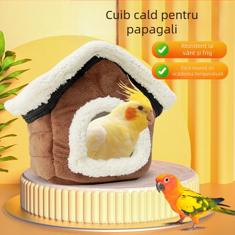 Cuib de animale de companie, cu plasă completă pentru păr, din bumbac, rezistent la vânt, stabil, detașabil și lavabil, pentru păsări, iarnă caldă, papagal, casă, rezistentă la frig