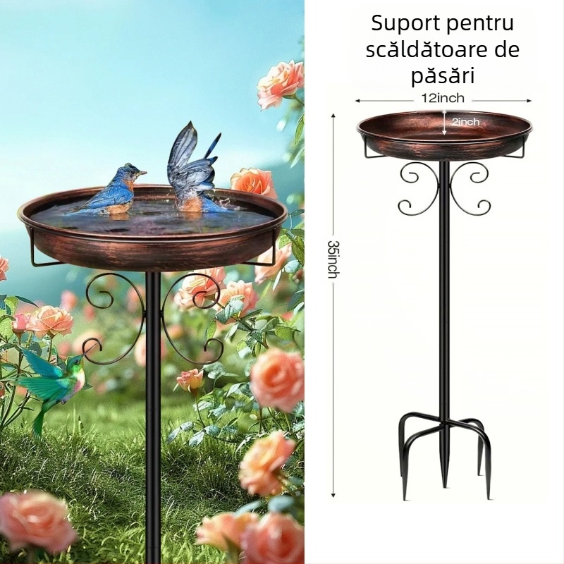 Hrănitoare pentru păsări transfrontalieră Amazon din metal, cadă de baie pentru păsări, artizanat din fier, curte exterioară, producător en-gros