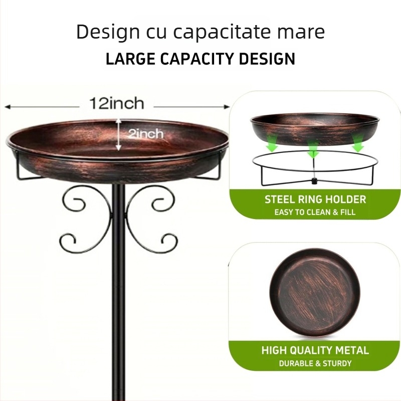 Hrănitoare pentru păsări transfrontalieră Amazon din metal, cadă de baie pentru păsări, artizanat din fier, curte exterioară, producător en-gros