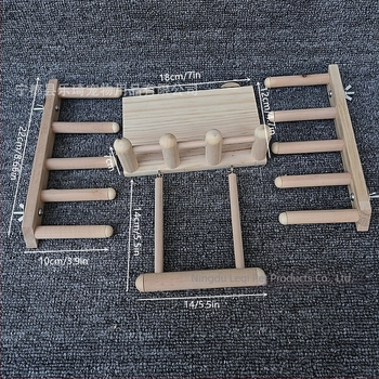 Set de 4 piese de papagal cu pedală, suport pentru scară, stâlp, leagăn, platformă pentru habitatul păsărilor, cadru de cățărat pentru hamster, trambulină pentru animale de companie