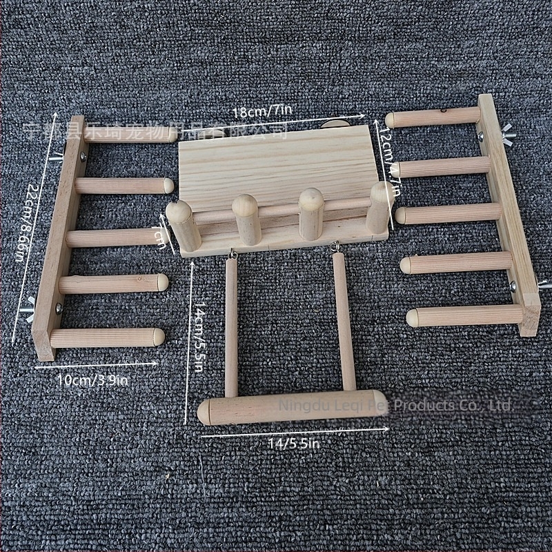Set de 4 piese de papagal cu pedală, suport pentru scară, stâlp, leagăn, platformă pentru habitatul păsărilor, cadru de cățărat pentru hamster, trambulină pentru animale de companie