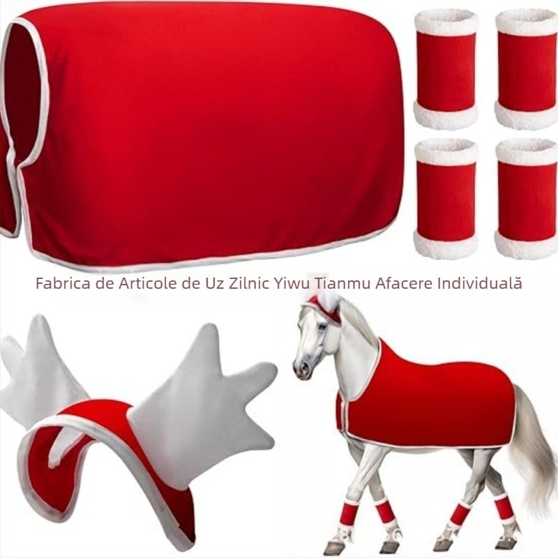 Șal de Crăciun pentru cal, 5/6 buc, învelitoare pentru picioare de cal, șal Snata, pentru cadouri de petrecere festivă