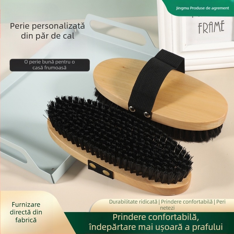 Furnizare directă din fabrică, furnituri ecvestre din lemn, perie de curățare pentru cai, împletită cu mâner, perie de pantofi, perie de praf, perie de cai