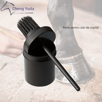 Perie de ulei pentru copite pentru echipamente de cai, perie de ulei pentru copite, perie de curățare a potcoavelor cu perie de ulei pentru copite tip butoi