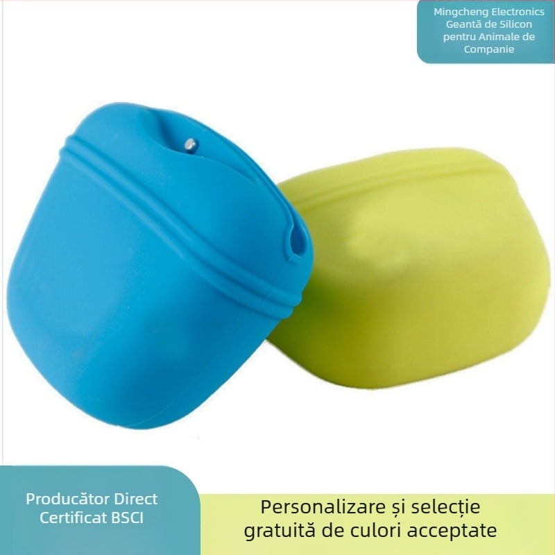 Geantă de gustări din silicon direct din fabrică, din geantă pentru hrană pentru câini, geantă de antrenament pentru talie, geantă de dresaj pentru câini în aer liber, poate fi imprimată