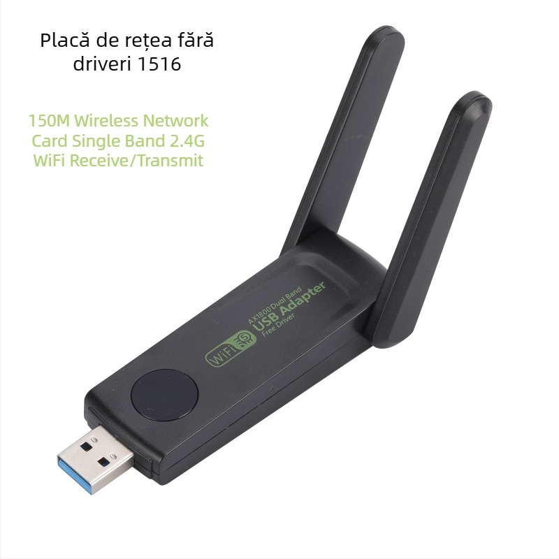 Placă de rețea wireless de 1300m Gigabit cu dublă frecvență 5G, fără driver, pentru computer, cu receptor USB WiFi, transmițător, placă de rețea USB