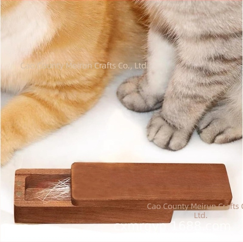 Cutie de depozitare pentru păr de animale de companie cu barbă de pisică și nuc, cu capac magnetic, colecție de păr de bebeluși, cutie comemorativă