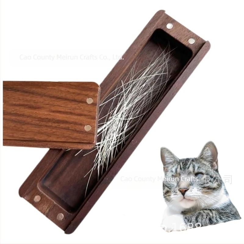 Cutie de depozitare pentru păr de animale de companie cu barbă de pisică și nuc, cu capac magnetic, colecție de păr de bebeluși, cutie comemorativă
