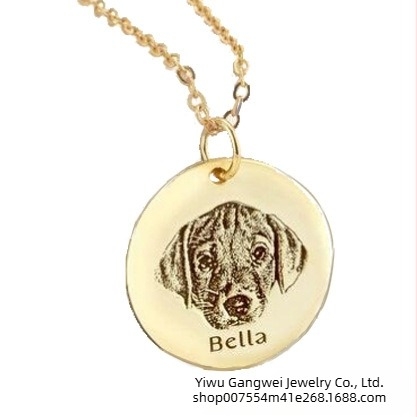 Colier personalizat pictat manual din oțel inoxidabil cu graffiti pentru animale de companie, pandantiv rotund din oțel titan, breloc personalizat în formă de inimă