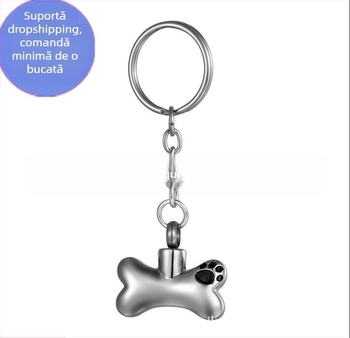 Amazon vânzare fierbinte pandantiv os de câine urnă din oțel inoxidabil sticlă de parfum breloc colier pandantiv cenușă