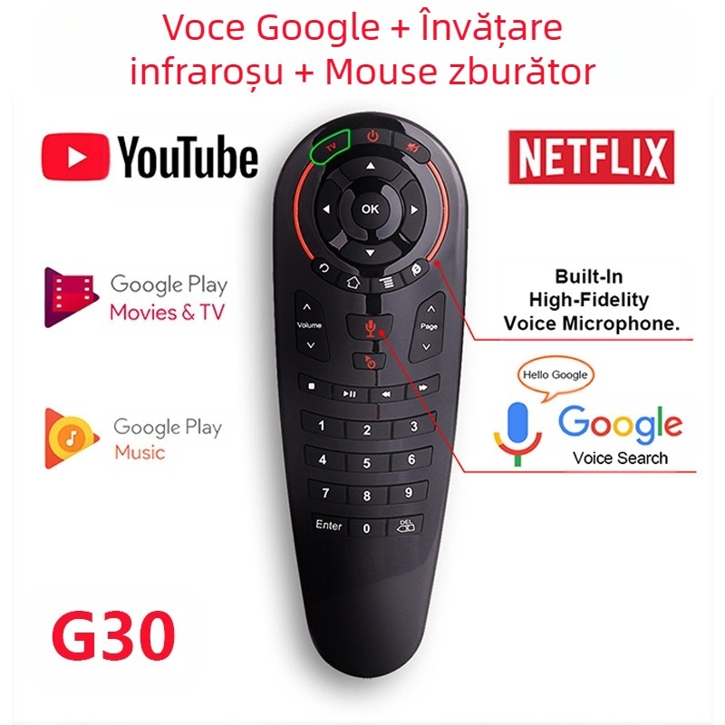 Comerț exterior G30 2.4g voce Flying Mouse telecomandă cu infraroșu învățare Android TV rețea set-top box TV box