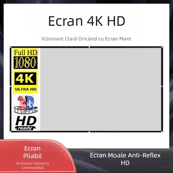 Cortină metalică simplă anti-lumină, 60 inch, 70 inch, 80 inch, 90 inch, 100 inch, 120 inch, proiector cu tub de hârtie pliabil