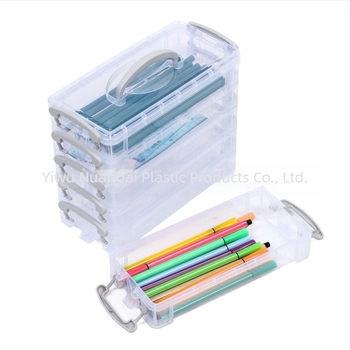 Geantă cu 6 straturi pentru creioane colorate, cutie de depozitare pentru pixuri cu acuarelă, cutie de depozitare pentru papetărie stivuibilă și detașabilă, cutie din plastic