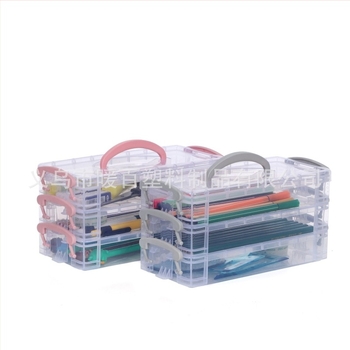 Geantă cu 6 straturi pentru creioane colorate, cutie de depozitare pentru pixuri cu acuarelă, cutie de depozitare pentru papetărie stivuibilă și detașabilă, cutie din plastic