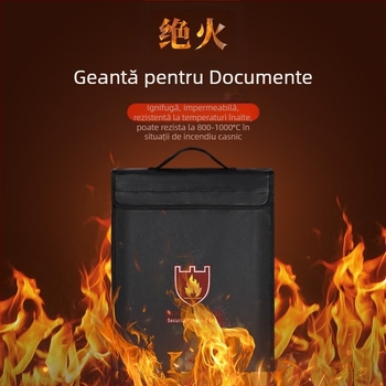 Geantă de fișiere portabilă tridimensională ignifugă, față-verso, geantă ignifugă, impermeabilă la temperaturi ridicate, rezistentă la explozii, geantă ignifugă de uz casnic