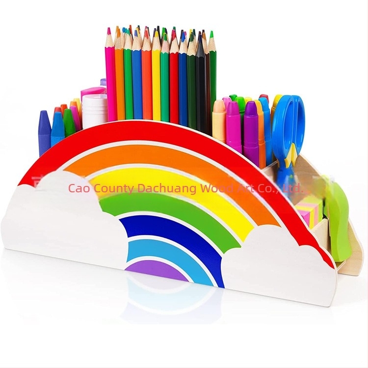 Suport personalizat pentru pixuri colorate din lemn. Modelele de culori pot fi personalizate. Suport neregulat pentru pixuri. Organizați și depozitați papetărie în cutie de lemn.