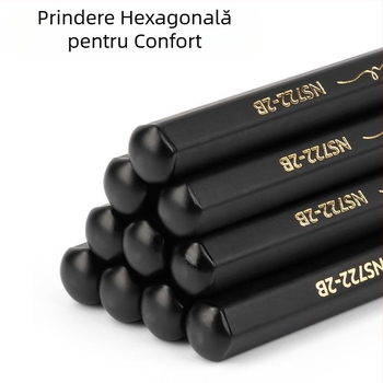 Creioane de scris Deli New Sai, cu tijă hexagonală din lemn negru, 2B, cu miez de grafit, HB, culoare super înaltă (30 buc/cutie)