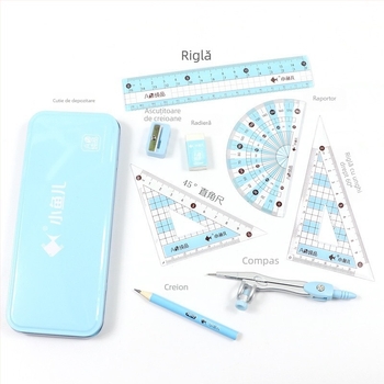Xiaoyuer proaspăt elev de școală elementară desen și pictură compas cu 8 piese elev de gimnaziu costum riglă triunghi set riglă papetărie