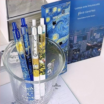 Van Gogh Starry Sky St stilou cu uscare rapidă pensulă stilou pictură în ulei stil metal presă stilou student examen stilou negru birou semnătură stilou