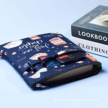 Copertă de carte cu fermoar și buzunar frontal, copertă de protecție pentru cărți cadou pentru pasionații de cărți