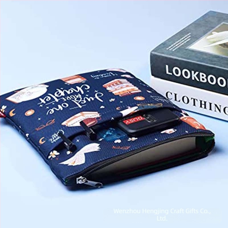 Copertă de carte cu fermoar și buzunar frontal, copertă de protecție pentru cărți cadou pentru pasionații de cărți