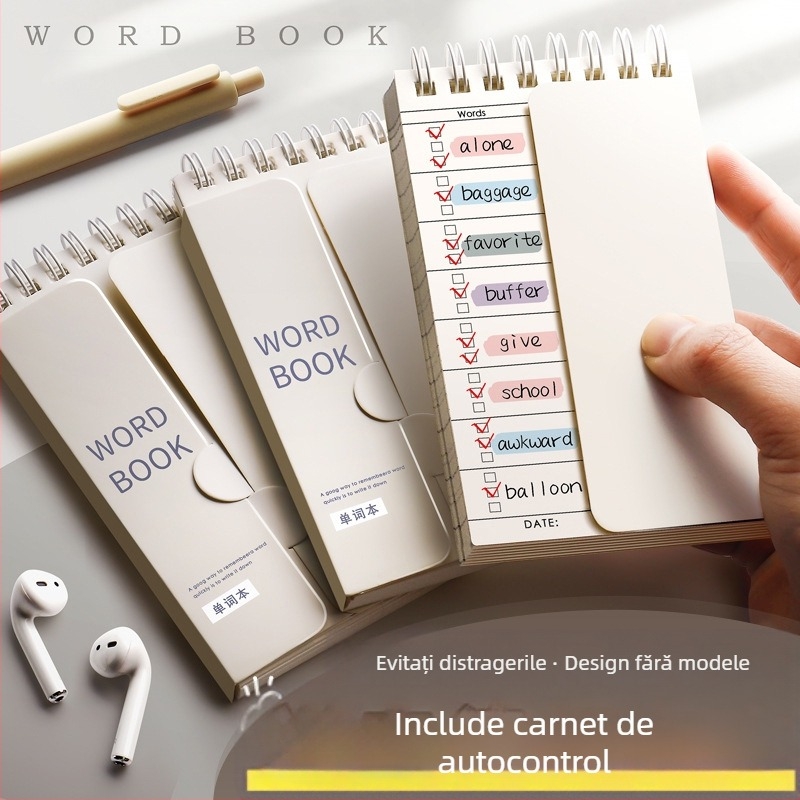 Caiet de memorare a vocabularului englez Ebbinghaus, caiete mici portabile pentru elevii de liceu și examenul de admitere postuniversitar, cu capac, pentru memorarea vocabularului englezesc