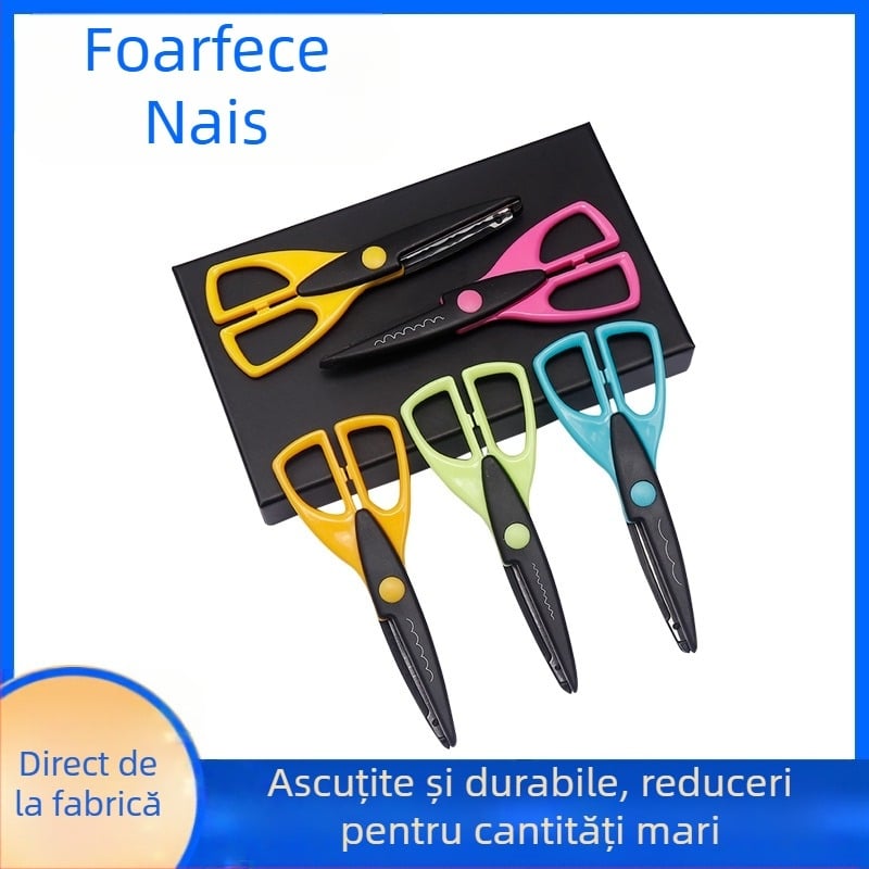 12, 12 tipuri de modele de tăiere, foarfece de artă de siguranță din plastic cu specificații multiple, foarfece creative pentru meșteșuguri, foarfece de hârtie