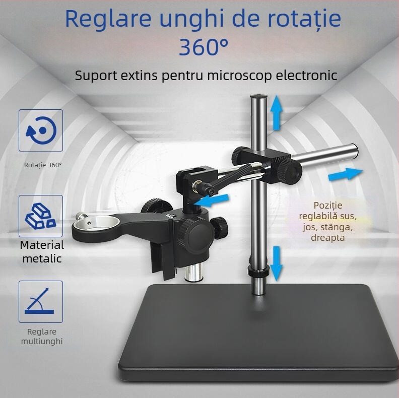 Producătorii furnizează microscop Suport universal cu braț lung Extensie cu rotație reglabilă Suport rotativ Bază coloană cu pol metalic