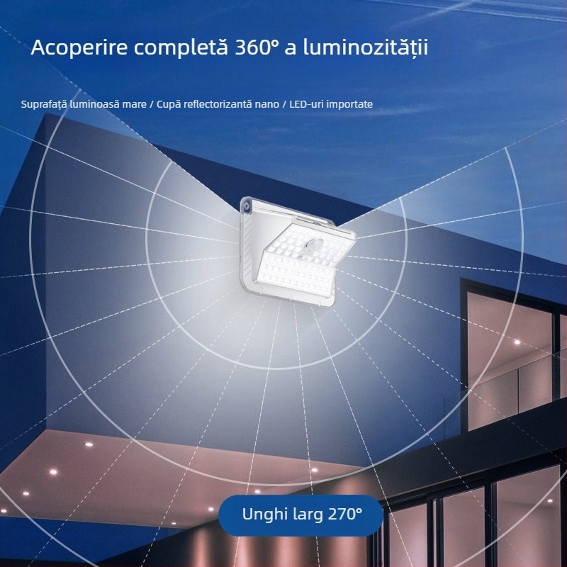 Lampă de perete pentru exterior cu LED, lampă solară cu inducție, ofertă fierbinte 2023, lampă de perete solară LED COB