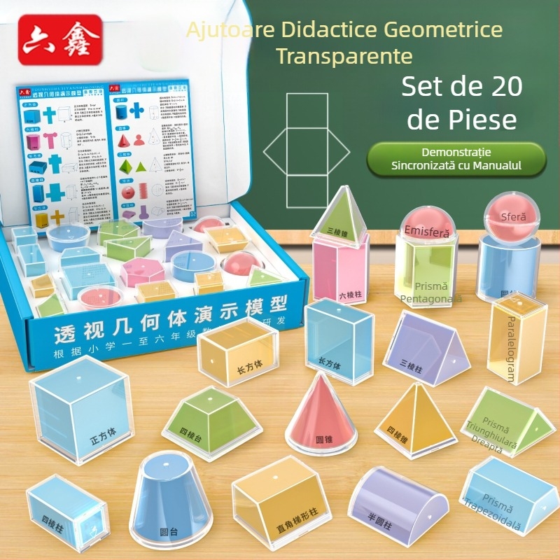 Model demonstrativ de geometrie stereo în perspectivă, set de 20 de piese, diagramă de expansiune a suprafeței volumului, model de geometrie pentru clasa a cincea