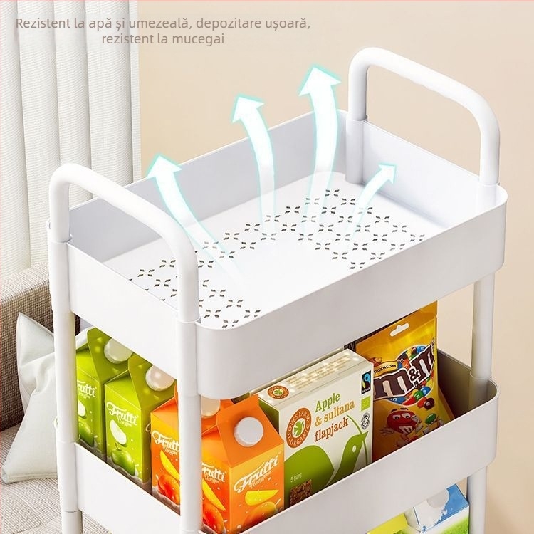 Suport de depozitare pentru bucătărie, cărucior de podea, baie, gustări mobile, toaletă, suport de depozitare multistrat pentru dormitor, noptieră