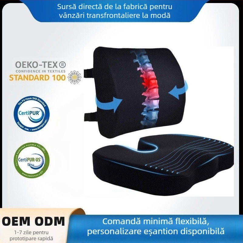 Pernă de scaun auto, spumă cu memorie cu revenire lentă, plus suport lombar, ergonomic, pe termen lung, pentru a nu fi obosit, detașabilă și lavabilă