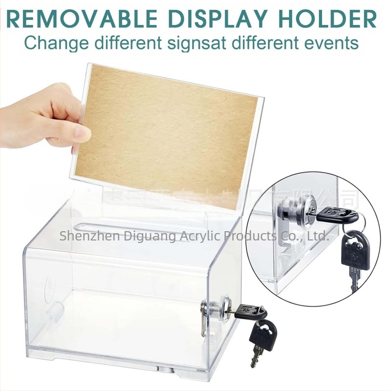 Cutie de donații acrilică cu încuietoare, cutie de vot transparentă, cutie de donații, cutie de strângere de fonduri, recipient de depozitare, cutie de loterie pentru vot