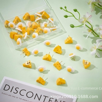 Factory Direct creativ desene animate drăguț ou de brânză împingeți tablă de plută împingeți unghii bijuterii lucrate manual DIY hartă unghii