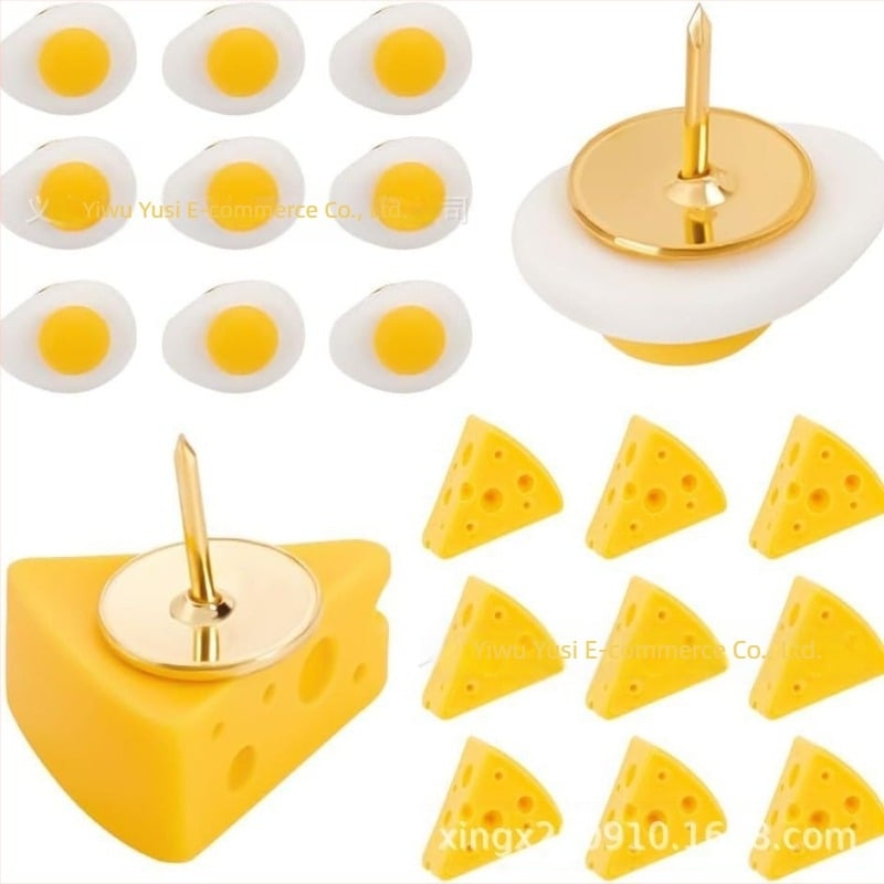 Factory Direct creativ desene animate drăguț ou de brânză împingeți tablă de plută împingeți unghii bijuterii lucrate manual DIY hartă unghii