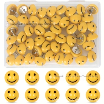 Vânzare directă din fabrică transfrontalieră, piuneze zâmbitoare creative, piuneze zâmbitoare, cuie de presat pentru tablă de plută, cuie decorative pentru perete foto, piuneze șlefuite