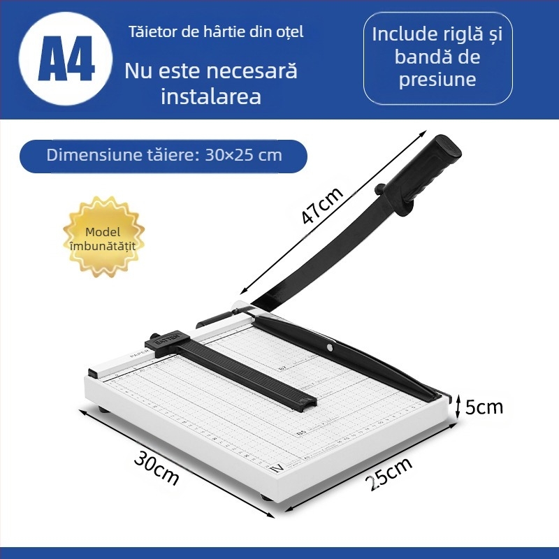 Mașină de tăiat hârtie A4 din oțel direct din fabrică, cu bandă de presare, tăietor de hârtie modernizat, mașină de tăiat hârtie manuală, tăietor de fân, mașină de tăiat fotografii