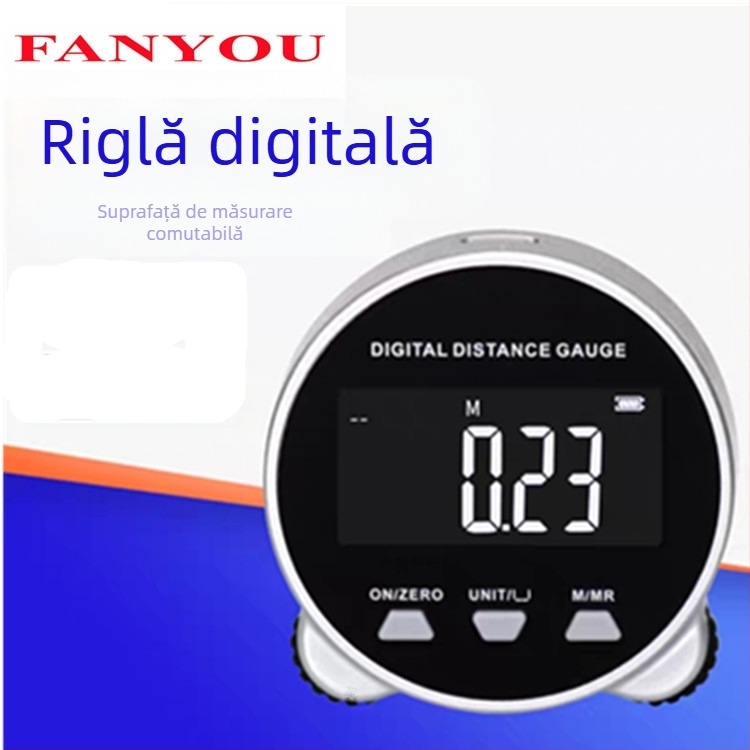 Riglă electronică cu afișaj digital Fanyu, riglă de măsurare multifuncțională cu suprafață curbată cilindrică radiană, față dreaptă, suprafață neregulată