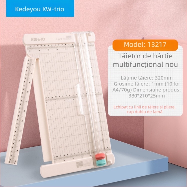 Cutter de hârtie Kedeyou 13217, tăietor de hârtie pliabil în linie dreaptă, tăietor de hârtie foto pentru studenți și certificate, tăietor de hârtie