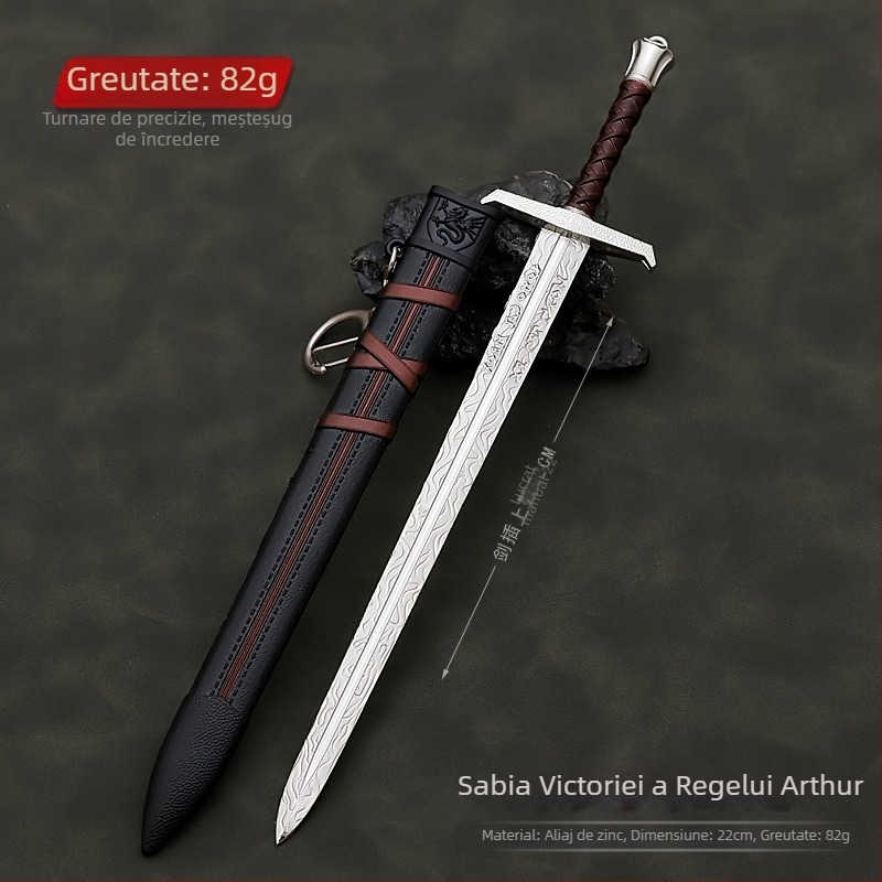 Regele Arthur Bestia Lupta Jurământ Sabia Victoriei 22cm Teacă Metal Armă Model Artizanat Colecție Ornamente