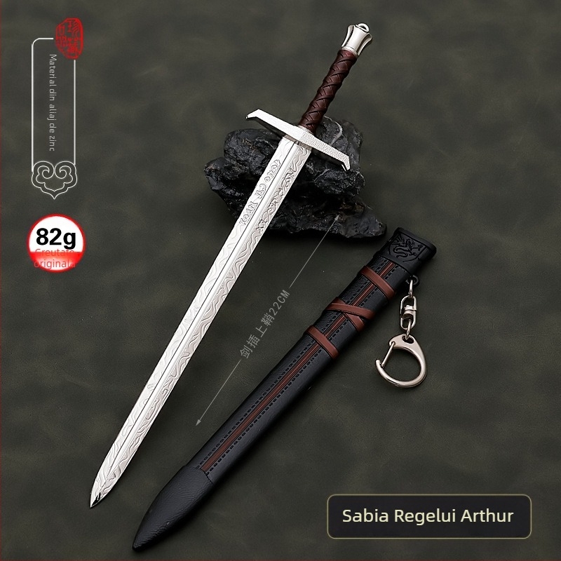Regele Arthur Bestia Lupta Jurământ Sabia Victoriei 22cm Teacă Metal Armă Model Artizanat Colecție Ornamente