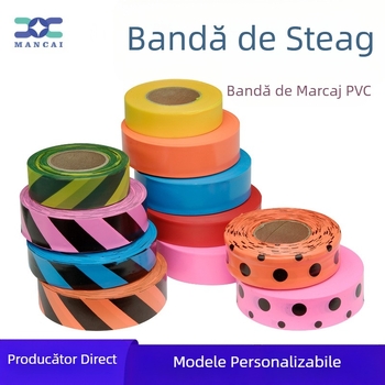 Bandă de identificare exterioară personalizată din PVC pentru steaguri, fără lipici, cu bandă fluorescentă, pentru marcaje de copac
