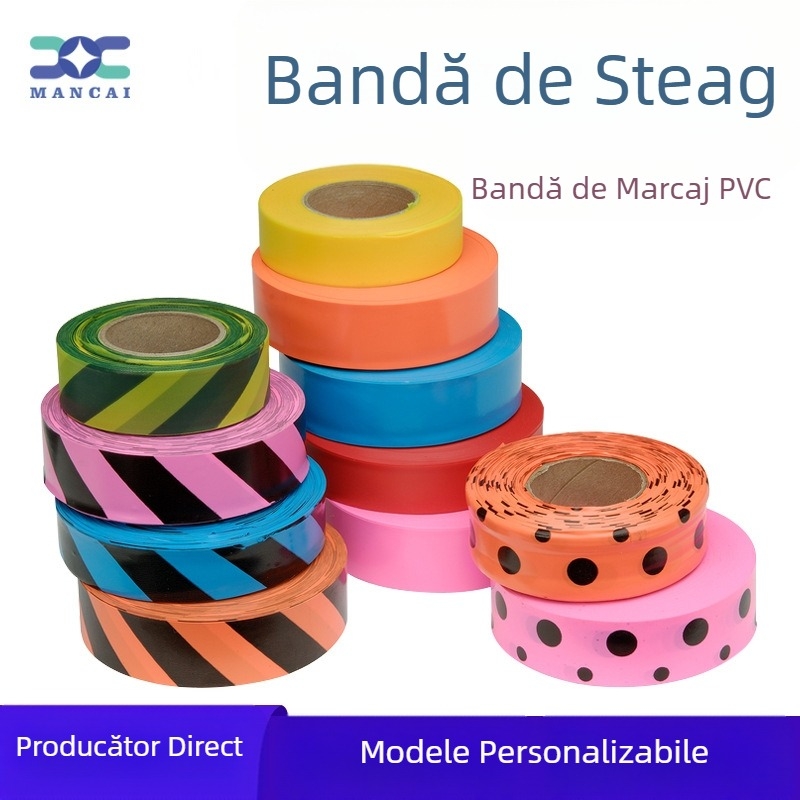 Bandă de identificare exterioară personalizată din PVC pentru steaguri, fără lipici, cu bandă fluorescentă, pentru marcaje de copac