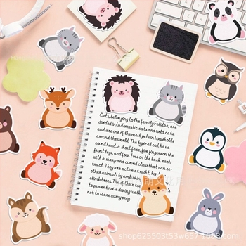 UB037 Autocolant Post-it cu animale din pădure, formă specială, pentru papetărie, cu model de manual, cu melc și arici, autocolant cu iepuraș