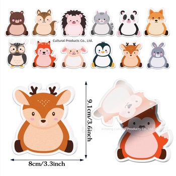 UB037 Autocolant Post-it cu animale din pădure, formă specială, pentru papetărie, cu model de manual, cu melc și arici, autocolant cu iepuraș